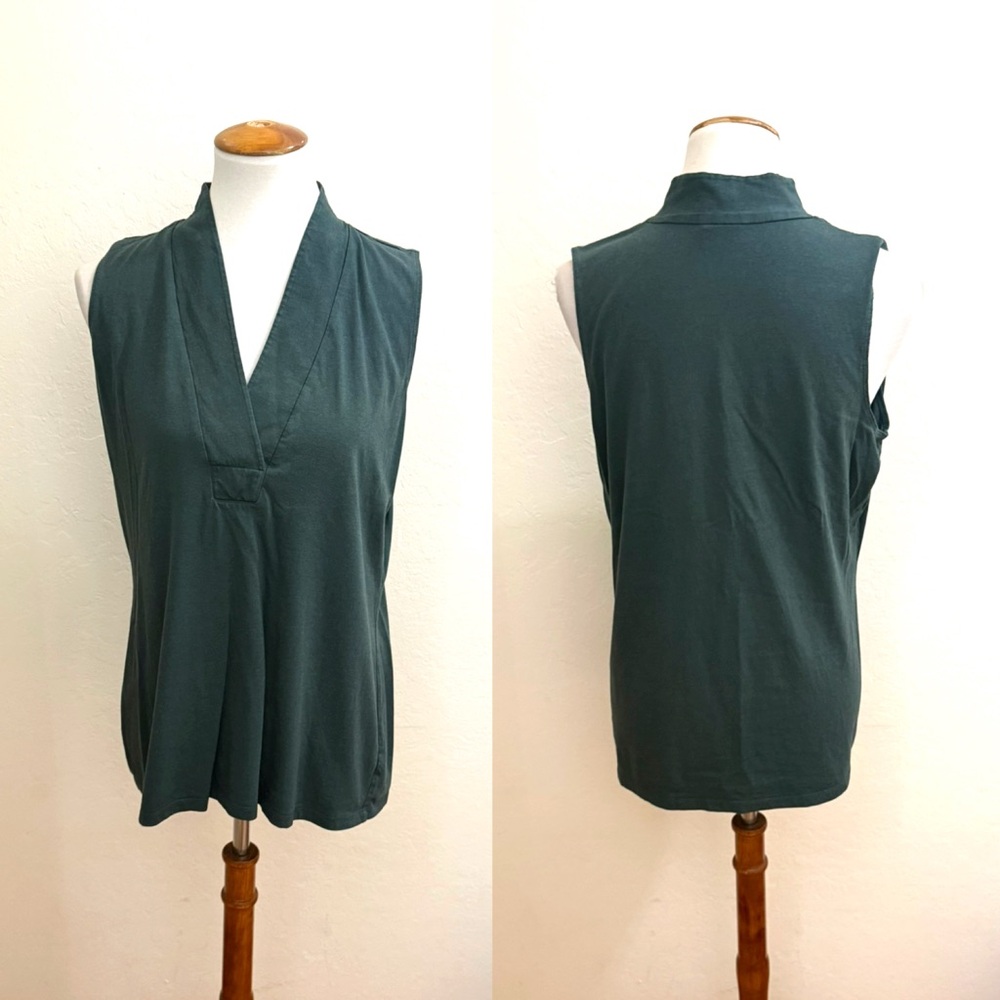 CAbi Dark Green Sleeveless Blouse